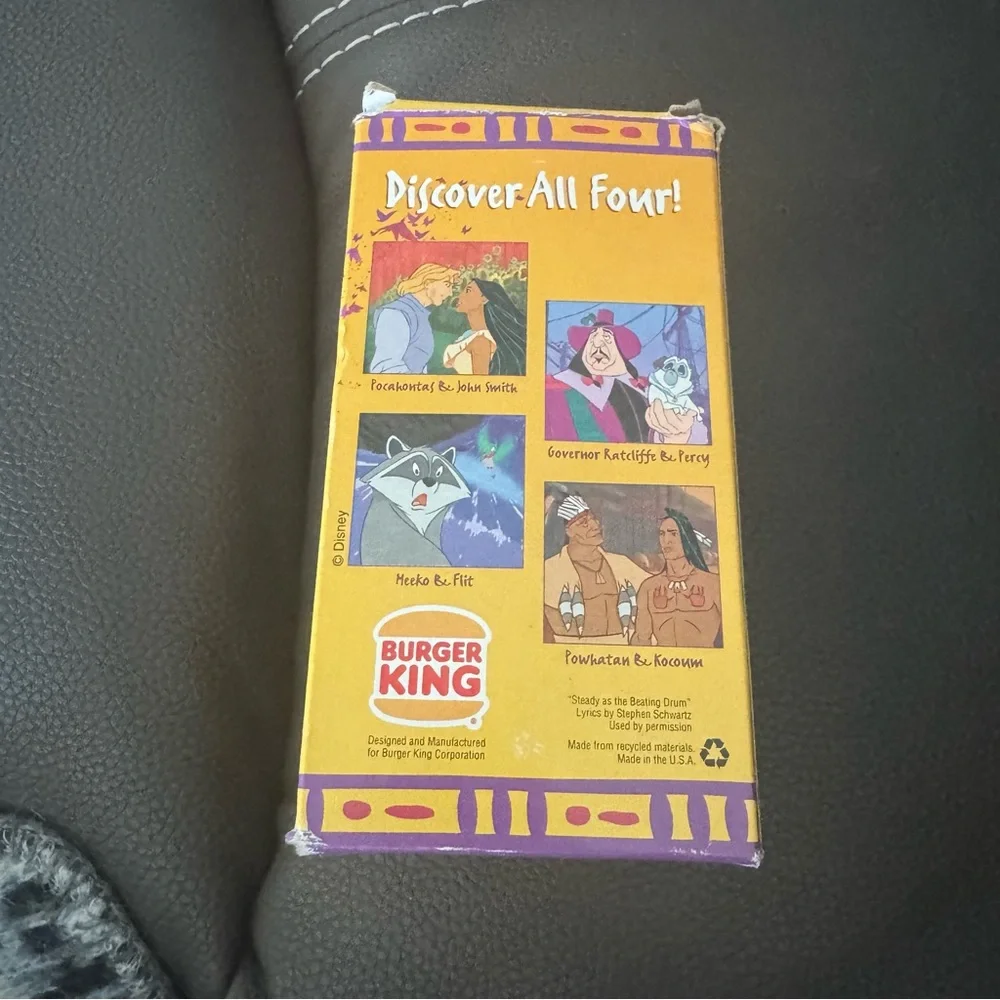 Disney‎ Pocahontas Collector Cup Burger King Series PoWhatan Kocoum Vintage 1994